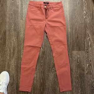 Peach colored skinny jeans